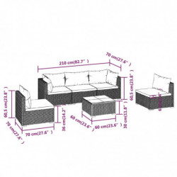 6-tlg. Garten-Lounge-Set mit Kissen Poly Rattan Schwarz