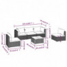 6-tlg. Garten-Lounge-Set mit Kissen Poly Rattan Schwarz