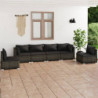 6-tlg. Garten-Lounge-Set mit Kissen Poly Rattan Grau