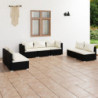 7-tlg. Garten-Lounge-Set mit Kissen Poly Rattan Schwarz