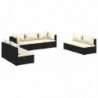 7-tlg. Garten-Lounge-Set mit Kissen Poly Rattan Schwarz