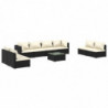 9-tlg. Garten-Lounge-Set mit Kissen Poly Rattan Schwarz