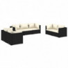 7-tlg. Garten-Lounge-Set mit Kissen Poly Rattan Schwarz