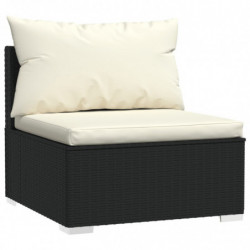 7-tlg. Garten-Lounge-Set mit Kissen Poly Rattan Schwarz