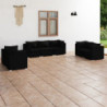 7-tlg. Garten-Lounge-Set mit Kissen Poly Rattan Schwarz