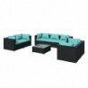 8-tlg. Garten-Lounge-Set mit Kissen Poly Rattan Schwarz