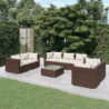 8-tlg. Garten-Lounge-Set mit Kissen Poly Rattan Braun