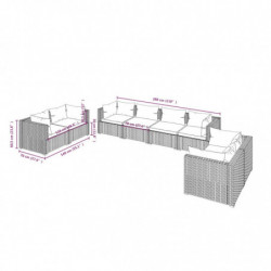 8-tlg. Garten-Lounge-Set mit Kissen Poly Rattan Schwarz