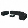 9-tlg. Garten-Lounge-Set mit Kissen Poly Rattan Schwarz