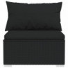 9-tlg. Garten-Lounge-Set mit Kissen Poly Rattan Schwarz