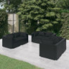 6-tlg. Garten-Lounge-Set mit Kissen Poly Rattan Schwarz