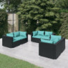 6-tlg. Garten-Lounge-Set mit Kissen Poly Rattan Schwarz