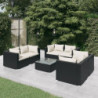 7-tlg. Garten-Lounge-Set mit Kissen Poly Rattan Schwarz