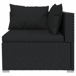 5-tlg. Garten-Lounge-Set mit Kissen Poly Rattan Schwarz