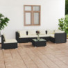 7-tlg. Garten-Lounge-Set mit Kissen Poly Rattan Schwarz