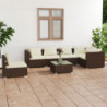 7-tlg. Garten-Lounge-Set mit Kissen Poly Rattan Braun