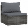 8-tlg. Garten-Lounge-Set mit Kissen Grau Poly Rattan