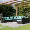 9-tlg. Garten-Lounge-Set mit Kissen Schwarz Poly Rattan