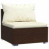 9-tlg. Garten-Lounge-Set mit Kissen Braun Poly Rattan