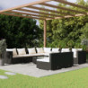 10-tlg. Garten-Lounge-Set mit Kissen Schwarz Poly Rattan