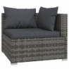 11-tlg. Garten-Lounge-Set mit Kissen Grau Poly Rattan