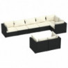 8-tlg. Garten-Lounge-Set mit Kissen Schwarz Poly Rattan