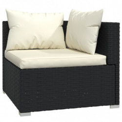 8-tlg. Garten-Lounge-Set mit Kissen Schwarz Poly Rattan