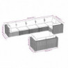 8-tlg. Garten-Lounge-Set mit Kissen Schwarz Poly Rattan