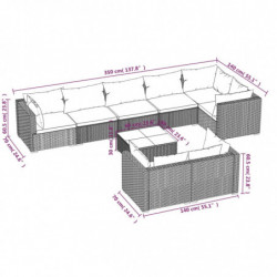 9-tlg. Garten-Lounge-Set mit Kissen Schwarz Poly Rattan