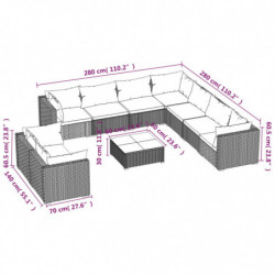 10-tlg. Garten-Lounge-Set mit Kissen Braun Poly Rattan