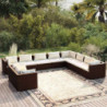 10-tlg. Garten-Lounge-Set mit Kissen Braun Poly Rattan