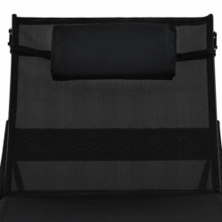 Sonnenliege mit Auflage Poly Rattan Schwarz