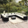 12-tlg. Garten-Lounge-Set mit Kissen Schwarz Poly Rattan