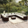 12-tlg. Garten-Lounge-Set mit Kissen Braun Poly Rattan