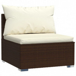 12-tlg. Garten-Lounge-Set mit Kissen Braun Poly Rattan