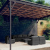 9-tlg. Garten-Lounge-Set mit Kissen Poly Rattan Grau