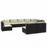 9-tlg. Garten-Lounge-Set mit Kissen Poly Rattan Schwarz