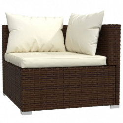 10-tlg. Garten-Lounge-Set mit Kissen Poly Rattan Braun