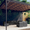 9-tlg. Garten-Lounge-Set mit Kissen Poly Rattan Grau