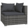 10-tlg. Garten-Lounge-Set mit Kissen Poly Rattan Grau