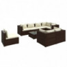 9-tlg. Garten-Lounge-Set mit Kissen Poly Rattan Braun