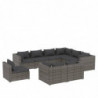 9-tlg. Garten-Lounge-Set mit Kissen Poly Rattan Grau