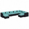 9-tlg. Garten-Lounge-Set mit Kissen Poly Rattan Schwarz