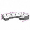 9-tlg. Garten-Lounge-Set mit Kissen Poly Rattan Schwarz