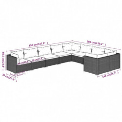 9-tlg. Garten-Lounge-Set mit Kissen Poly Rattan Schwarz