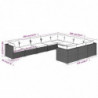 10-tlg. Garten-Lounge-Set mit Kissen Poly Rattan Schwarz