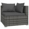 10-tlg. Garten-Lounge-Set mit Kissen Poly Rattan Grau