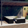 13-tlg. Garten-Lounge-Set mit Kissen Schwarz Poly Rattan