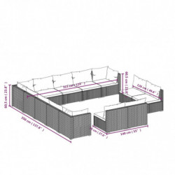 13-tlg. Garten-Lounge-Set mit Kissen Braun Poly Rattan