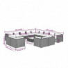 14-tlg. Garten-Lounge-Set mit Kissen Braun Poly Rattan